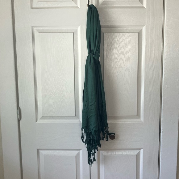 Dark Green 100% Cashmere Pashmina Scarf w/Fringe NEW - Picture 11 of 12